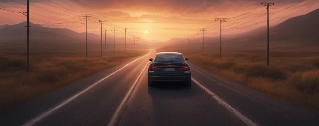 A car moves on the highway at dawn How Clouds Became His Cradle